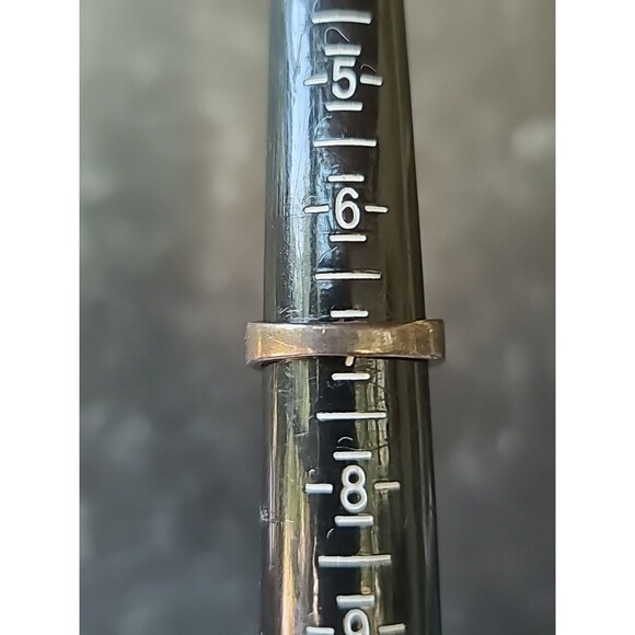 925 Sterling Silver Onyx & Mother of Pearl Inlay Ring, SIZE US 7 Vintage - Picture 8 of 10